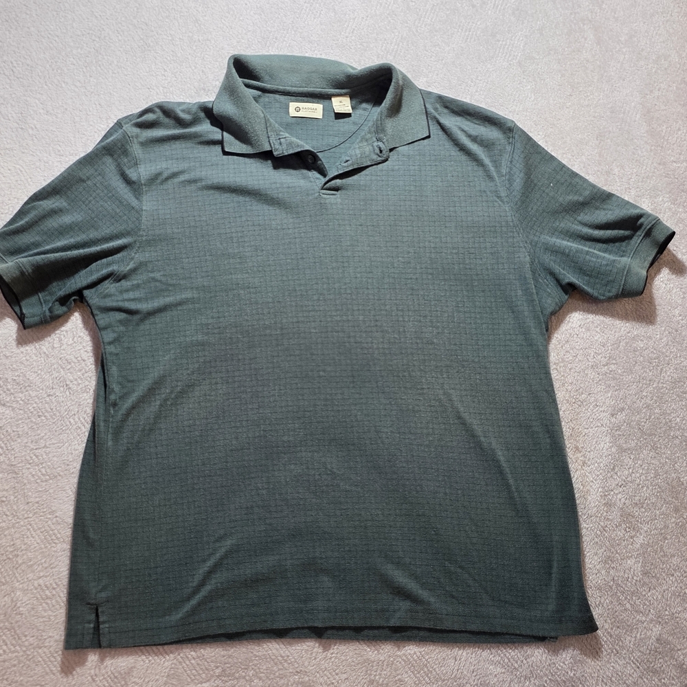 Haggar Men’s Polo Shirt Sage Green Textured Collared Short Sleeve Size XL